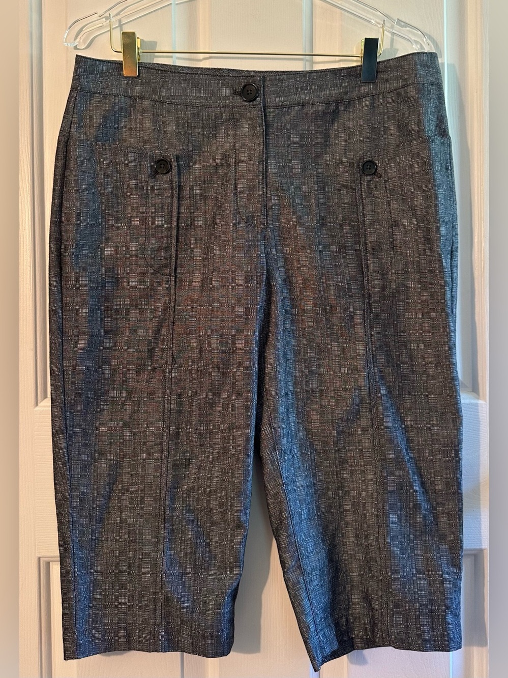 DEREK LAM 12 ORGANIC Cotton Breathable Capsule Cropped Bermuda Black Multi Pants